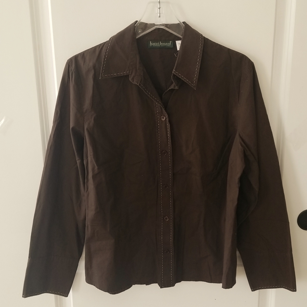Harve benard fitted blouse rich brown